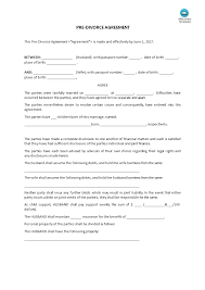 Pre Divorce Agreement Settlement Agreement For Husband And Wife Prior To Divorce Divorce Agreement Divorce Settlement Agreement Divorce Settlement