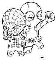 Little Deadpool And Little Spiderman By Josh308 Superhero Coloring Pages Spiderman Coloring