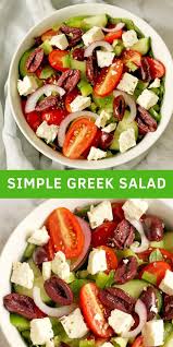 A Simple Healthy And Refreshing Greek Salad Recipe I Add Mixed Lettuce Which Isn T Traditional Greek Salad Recipes Easy Salad Recipes Easy Greek Salad Recipe