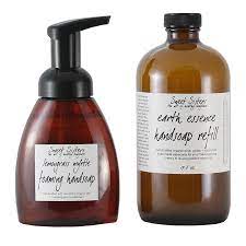 This easy foaming hand soap contains only water, organic liquid castille soap, a moisturizing oil and optional essential oils for a simple and frugal homemade soap. Foaming Hand Soap Sweet Sisters Body Care