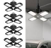 DORESshop 12.2 in 60 Watt Black Deformable LED Adjustable Garage Light Semi Flush Mount Lighting 4 Leaf 6500K Daylight White 4 Pack