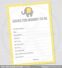 Baby Shower Advice Cards Advice For Mommy Yellow Elephant Baby Shower Printable Games Funny Baby Games Baby Shower Keepsake Baby Shower Advice Cards Baby Shower Advice Printable Baby Shower Games