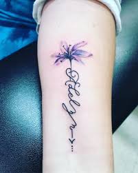 Image Result For Flower Stem Writing Tattoo Lily Tattoo Writing Tattoos Tattoos For Daughters