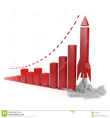 Business Chart With A Rocket Going Up Concept 3d