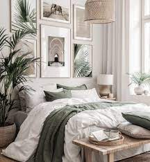 Classic green concrete interior space, sun light that cast shadow on the wall and floor, bedroom with bed and round carpet 10 Best Light Wall Paint Colors Decoholic