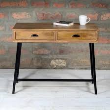 Suri Industrial 2 Drawer Console Table In Mango Wood And Metal Metal Console Table Black Metal Console Table Wood Console Table