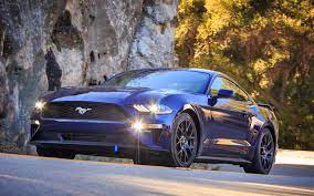 Download Wallpapers Ford Mustang 4k Road 2018 Cars Headlights Supercars Ford Besthqwallpapers Com Mustang Ecoboost Cheap Sports Cars Ford Mustang Ecoboost