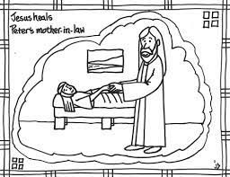 Jesus heals peters mother in law a coloring page jesus heals many childrens lesson an activity pages based on mark 121 34 healing peters mother in law a brief blog on the miracle. Jesus Heals Peter S Mother In Law Coloring Page Stushie Art