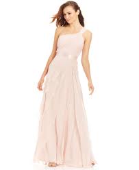Adrianna Papell One Shoulder Tiered Chiffon Gown Dresses Women Macy S Chiffon Dress Long Chiffon Gown Latest Bridesmaid Dresses