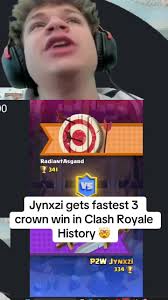 Fastest 3 Crown Win in Clash Royale History by Jynxzi