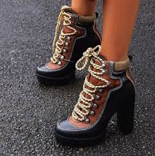 Black Boots White Sole Ladies Womens Stylish Comfortable Color Blocking Chunky Heel Lace Up Ankle Boot Platform Ankle Boots Womens Boots Ankle Brown Ankle Boots
