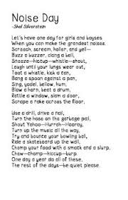 Shel Silverstein S Noise Day Poem Socratic Seminar Activity Science Of Sound Silverstein Poems Funny Poems For Kids Poetry For Kids