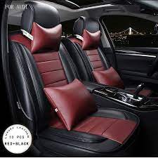 For Audi A3 A4 B6 Audi A6 C5 A5 Q5 Red Brown Brand Designer Luxury Pu Leather Front Rear Full Car Seat Covers F Leather Car Seat Covers Car Seats Carseat Cover