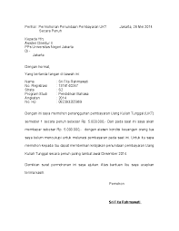 Surat Permohonan Cicilan Pembayaran Kuliah Bagikan Contoh