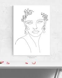 Art Woman Art Drawing Black And White Pictures Elegant One Line Face Art Woman Face Fashion Sketch Printable Black And White Female Drawing Poster Minimalist Beauty Illustration Print Illustration Print Face Art Beauty Illustration