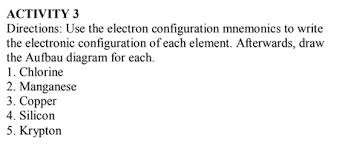 Electron configuration of krypton is ar 3d10 4s2 4p6. Solved Activity 3 Directions Use The Electron Configurat Chegg Com
