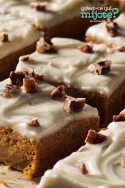 Barres Cremeuses De Tarte A La Citrouille Qu Est Ce Qui Mijote De Kraft Recipe Pumpkin Pie Bars Pumpkin Pie Kraft Recipes