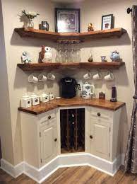 The corner breakfast nook is a great addition to a kitchen or dining room because it can add function, beauty, and it saves space. Built In Corner Coffee Wine Bar Home Decor Home Diy Home Remodeling