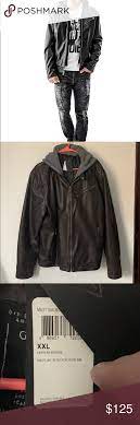 Nwt Guess Faux Leather Jacket W Removable Hood I Bought This Didn T Return In Time I Have The Express Brown Wit Faux Leather Jackets Leather Jacket Jackets