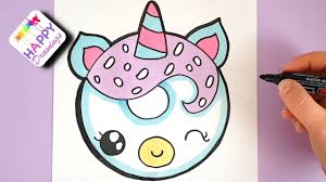 Video By Happy Drawings In This Video You Will Learn How To Draw And Color A Cute Donut Unicorn In This Easy Step Unicorn Drawing Happy Drawing Easy Drawings