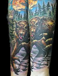 Whatever symbolism your wolf depicts, there is a range of awesome technical options and tattoo style that can bring it to life. 80 Werewolf Tattoo Designs For Men Full Moon Folklore