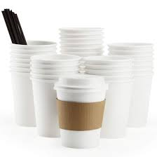 Showing coffee cups with lids from shoplet.com's selection of over 1,000,000 discount office supplies for your business and home. Eupako 8 Oz White Disposable Paper Cups With Lids Sleeves And Straws To Go Coffee Cup 100 Count Fda Cups Buy Online In Saint Vincent And The Grenadines At Saintvincent Desertcart Com Productid 113548455