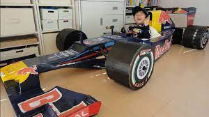 Mom Builds 4 Year Old Spot On Replica Of Red Bull S 2012 Formula 1 Car Red Bull F1 Cardboard Car Cardboard Box Car