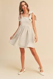 A-line Dress with Bow Tie Shoulder Straps