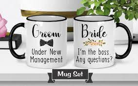 Bride And Groom Mugs Newlywed Gift Wedding Mug Set Couples Etsy Wedding Gifts For Bride And Groom Funny Wedding Gifts Wedding Mugs