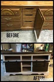Best 91 Reference Of Barn Door White Tv Stand In 2020 Diy Furniture Hacks Refurbished Dressers Diy Dresser