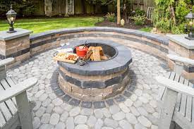 River Rock Adds Texture To Any Outdoor Firepit Set Up Installation Michael James Construction Firepit Firefeat Outdoor Fire Pit Fire Pit Kit Paving Stones