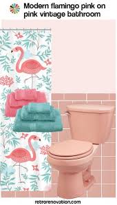 Flamingo pictures and wall art. 13 Ideas To Decorate An All Pink Tile Bathroom Flamingo Bathroom Decor Vintage Pink Bathroom Pink Tile Bathroom