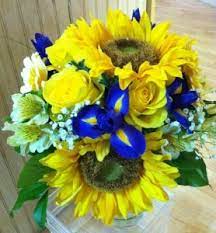 Schau dir angebote von wedding floral bouquet auf ebay an. Sunflower And Iris Bridal Bouquet Hand Tied Bridal Bouquet In Tillamook Or Anderson Florist