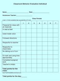 Individual Behavior Chart Middle School Www