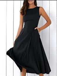 Black Crew Neck Cotton Sleeveless Dresses Dresses Anniecloth Party Dresses Formal Dresses Party A Line Crew Neck Sleeveless Pockets Elegant Dresses In 2020 Simple Black Dress Sleeveless Skater Dress Lace Dress Black