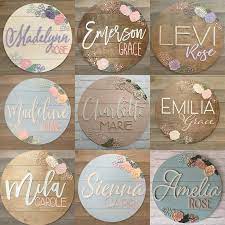 24custom Wood Baby Name Sign 24 Round Sign Etsy In 2021 Baby Name Signs Baby Girl Nursery Decor Baby Signs