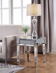 Mirrored coffee table and end tables. Noralie Mirrored Coffee Table With Faux Diamonds