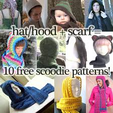 Go beyond garter stitch with these scarf patterns that have been rated as easy, some even suitable for beginners. Hood Hat Scarf 10 Free Scoodie Patterns