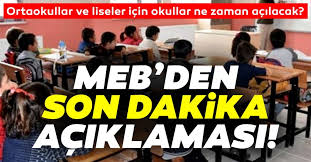 Yarın 12 ekim ve belli sınıflar için okullar yarın açılacak. Ortaokullar Ve Liseler Icin Okullar Ne Zaman Acilacak Meb Den Son Dakika Aciklamasi Geldi 8 9 Ve 12 Siniflar Ne Zaman Okula Gidecek Egitim Haberleri