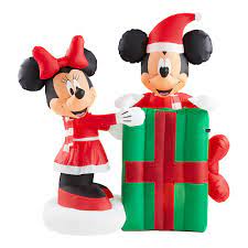 Gemmy 7ft.tall inflatable christmas mickey mouse dressed in santa suit with presents airblow indoor/outdoor holiday decorations. 5 Pes Animado Inflavel Minnie Com Mickey Aparecendo Do Presente Cena Ebay