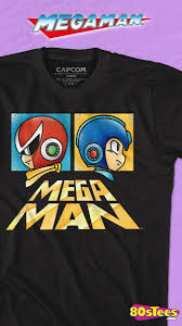 This Profiles Proto Man And Mega Man T Shirt Shows The Two Characters With Their Red And Blue Helmets Proto Man Made His First Mens Tshirts Mega Man Proto Man