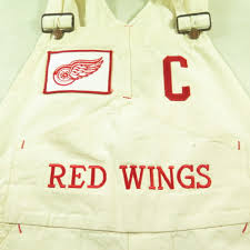 Vintage 70s Detroit Red Wings Overalls 34 X 32 Big Mac White