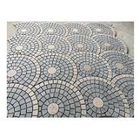 Dark Grey Natural Granite Cobbles Pavers G654 Fan-Shaped Stone on Mesh  Elegant Garden Paving Stone