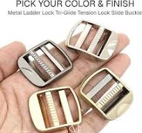 CRAFTMEMORE Strong Metal Ladder Lock Tri-Glide Tension Lock Slide Buckle  Adjustable Backpack Strap 4pcs SC82 (1 Inch, Brushed Brass)