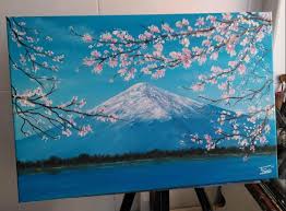 Save 10% on 2 select item(s) get it as soon as thu, may 20. Mount Fuji Cherry Blossoms Oil Painting 60x40cm Perhaps The Most Well Known Stamp Of Japan In Coments I Show You How I Have Painted It Hope U Like It Happytrees