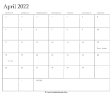 April 2022 Calendar Templates
