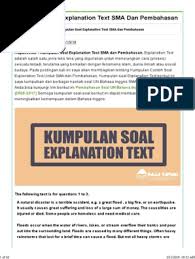 Check spelling or type a new query. Contoh Explanation Text Beserta Soal Essay Dan Jawabannya Pendidikan Soal