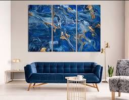 Abstract Ocean Wall Art Marbling Art Marble Canvas Print Oriental Art Modern Wall Decor Dark Blue Ma Modern Wall Decor Ocean Wall Art Modern Wall Art
