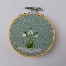Snowdrop Embroidery Snowdrops Embroidered Hand Embroidery Hand Embroidered Hoopart Embroidery Embroidery Hoop Natural Decor Nature Art Embroidery Hoop Crafts Hand Embroidery Flowers Embroidery Flowers Pattern