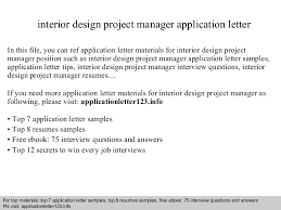 Interior designer job application letter example: Interior Design Project Manager Application Letter